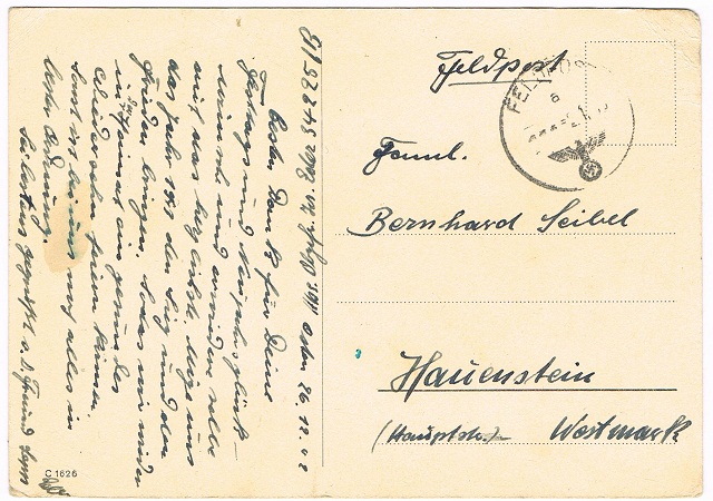 Field post card Artillerie-Abteilung 858 1942