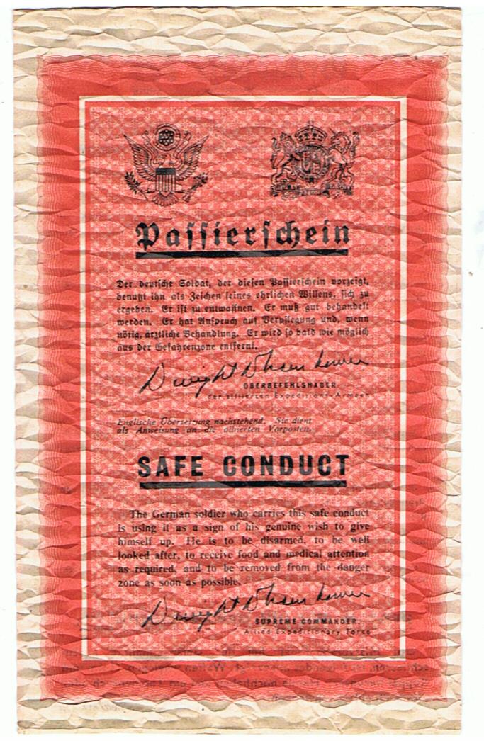 US/GB-ZG61A-1944 Passierschein Safe Conduct grenade issue