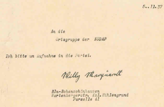 NSDAP admission request documents Berlin 1937 - Image 3