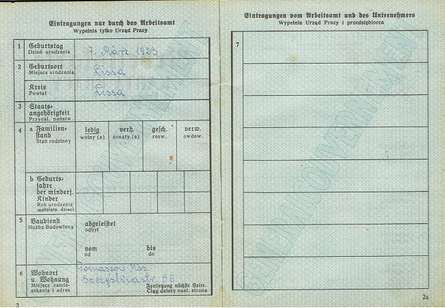 Generalgouvernement labour pass backer Lissa Tomaszow - Image 3
