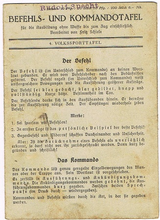 Volkssporttafel Befehls- und Kommando-Tafel