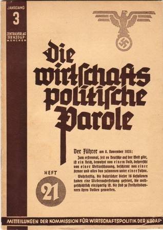 Wirtschafts politische Parole 1938 / NSDAP propaganda booklet