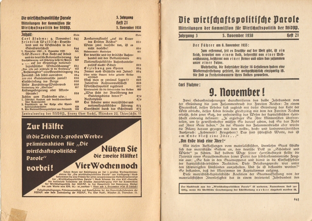 Wirtschafts politische Parole 1938 / NSDAP propaganda booklet - Image 2
