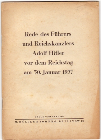 Rede des Führers 1937 speech Adolf Hitler
