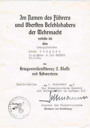 War Merit Cross 2nd Class Corporal airfield Werneuchen 1944