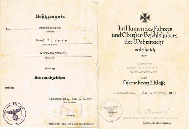 Grouping Obergefreiter Panzerjäger 293.Infanterie-Division Russia 5 awards - Image 3