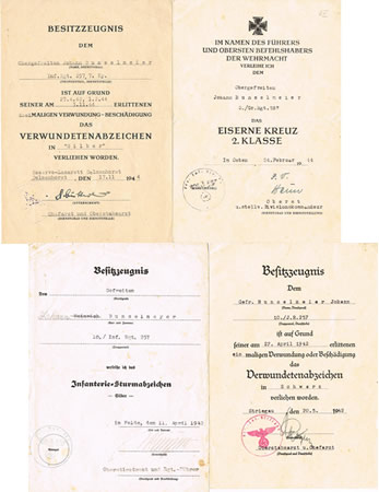 Award documents 4x Corporal Infantry 83.Infanterie-Division