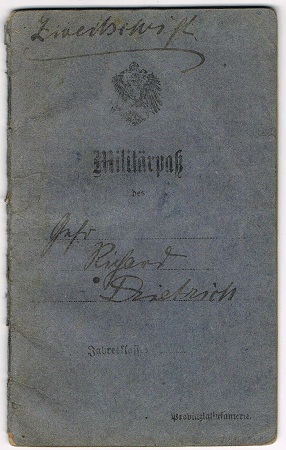 Militärpass Gefreiter Reserve-Infanterie-Regiment 67 POW France