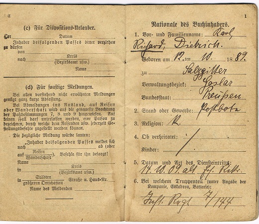 Militärpass Gefreiter Reserve-Infanterie-Regiment 67 POW France - Image 2