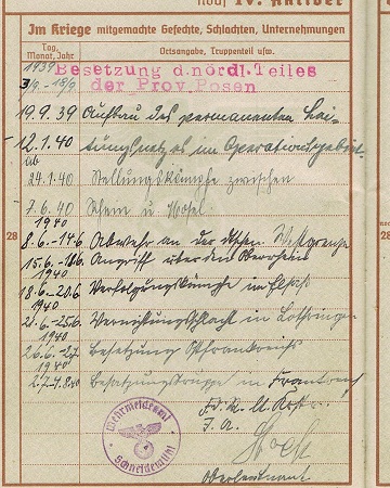 Wehrpass NCO telegraph operator Nachrichten France Posen 1939-40 - Image 6