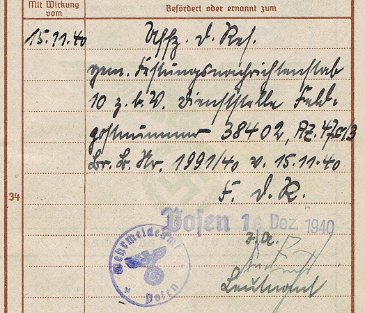 Wehrpass NCO telegraph operator Nachrichten France Posen 1939-40 - Image 7
