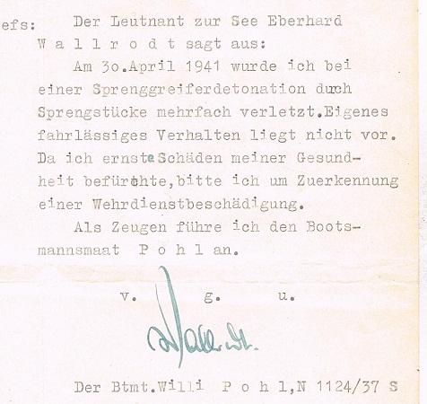Personnel file Oberleutnant Captain mine sweeper M545 EK1 - Image 5