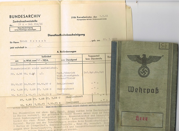Wehrpass Oberstleutnant WW1 and WW2 WFVA office 8 awards