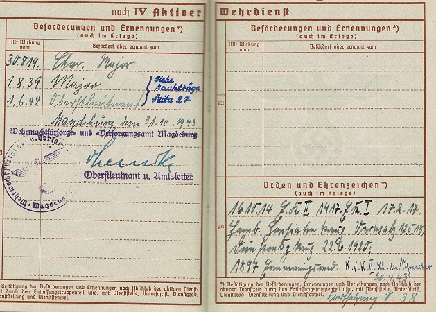 Wehrpass Oberstleutnant WW1 and WW2 WFVA office 8 awards - Image 4