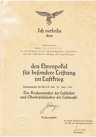 Ehrenpokal group Hauptmann bomber pilot KG4 General Wever - Image 7
