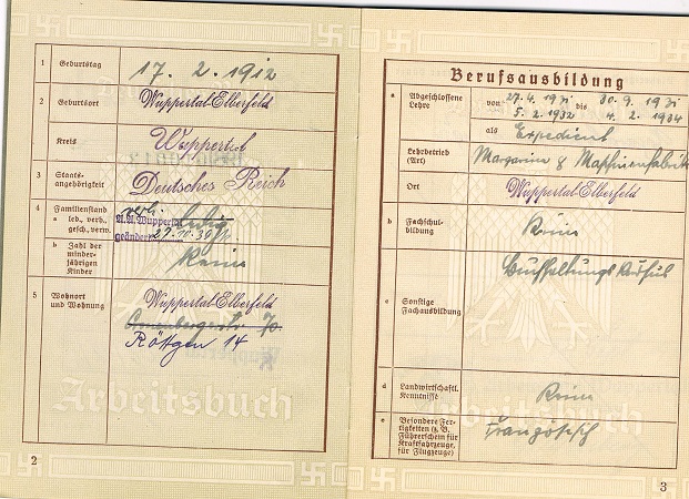 Labour pass 1935 Wuppertal Elberfeld - Image 2