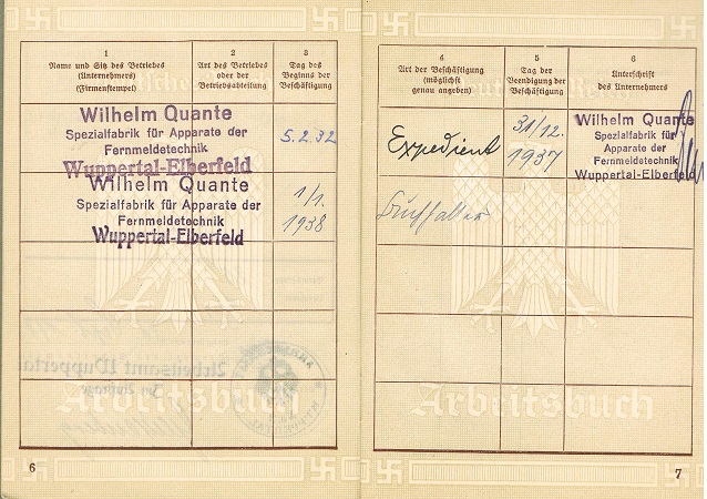 Labour pass 1935 Wuppertal Elberfeld - Image 3