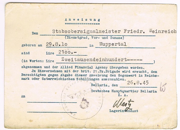 Documents Marine-Oberfeldwebel Naval Intelligence 1930-1947 - Image 6