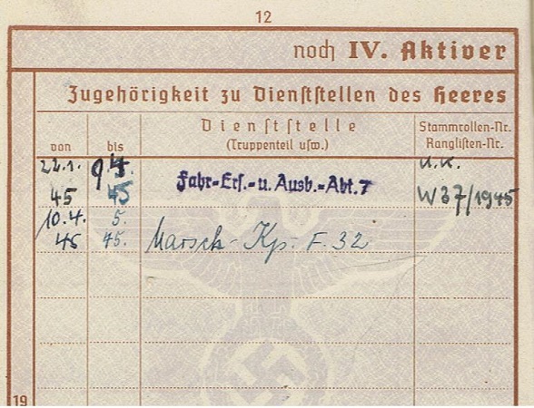 Wehrpass driver Fahr-E.u.A.-Bataillon 7 Landshut 1945 - Image 6