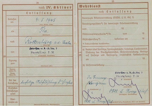 Wehrpass driver Fahr-E.u.A.-Bataillon 7 Landshut 1945 - Image 7