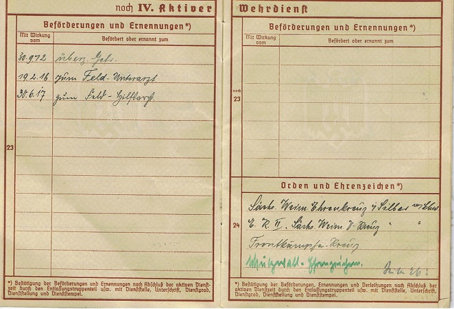 Wehrpass Oberstabsarzt WW1 WW2 Russia awards KVK1 - Image 4
