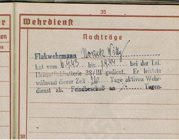 Wehrpass Heimat Flak Batterie Vockerode 1943-44 - Image 7