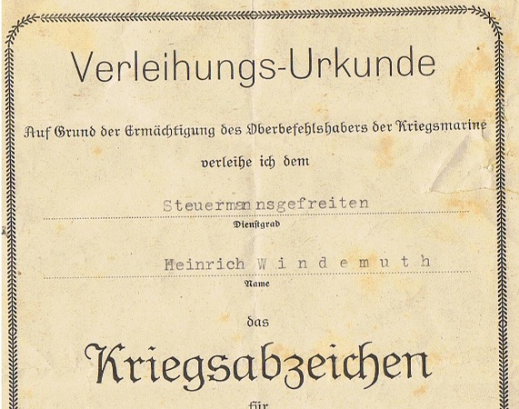 Award docs mine sweeper 2.Räumbootsflottille France Germany - Image 2