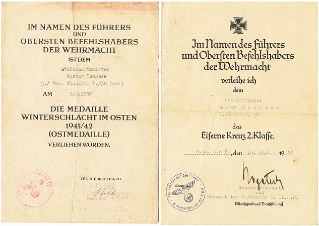 EK2 and Ostmedaille Flak-Regiment 36 and 10 France and Russia