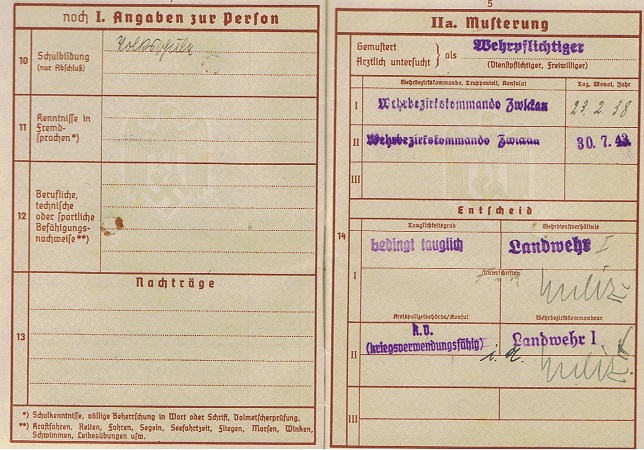 Wehrpass farmer Königswalde Zwickau - Image 3