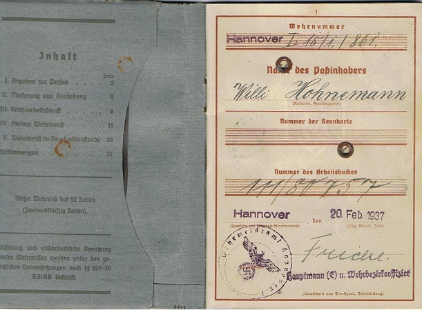 Wehrpass carpenter Hannover died 1937 - Image 2