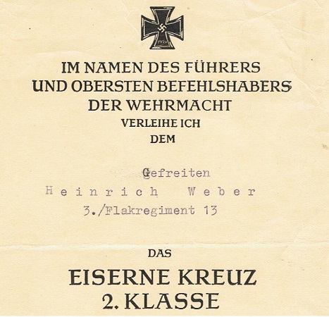 EK2 Gefreiter Flak-Regiment 13 6.Flak-Division KIA 1943 Russia - Image 2