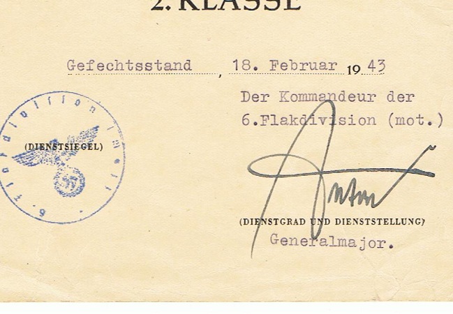 EK2 Gefreiter Flak-Regiment 13 6.Flak-Division KIA 1943 Russia - Image 3