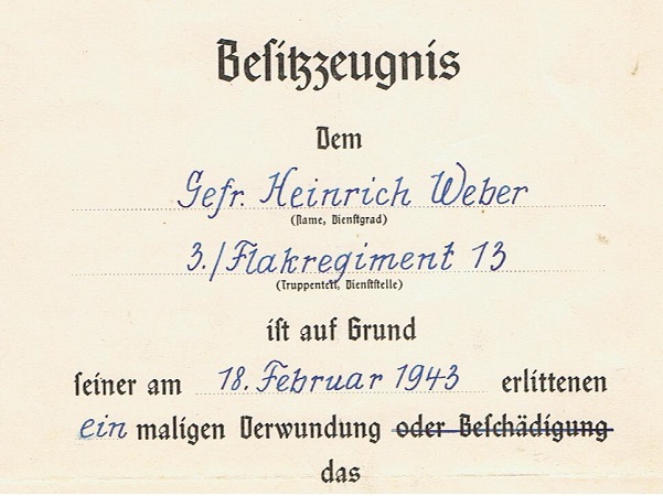 VWA black Gefreiter Flak-Regiment 13 KIA 1943 Northern Russia - Image 2