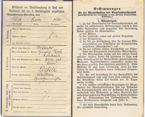 WW1 pass Musketier Infantry France and WW2 ID POW camp guard - Image 2