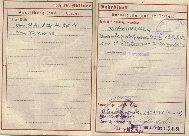 Wehrpass Fahnenjunker IR524 297.ID France Russia EK1 - Image 4