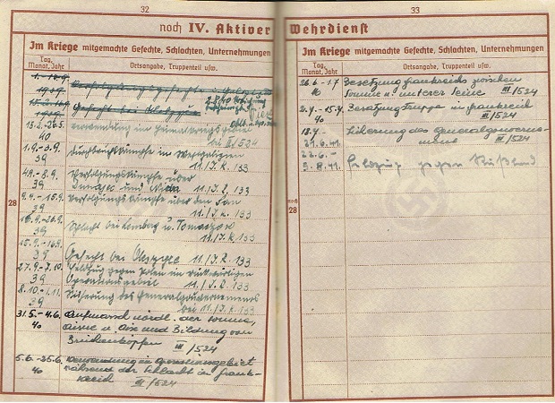 Wehrpass Fahnenjunker IR524 297.ID France Russia EK1 - Image 7