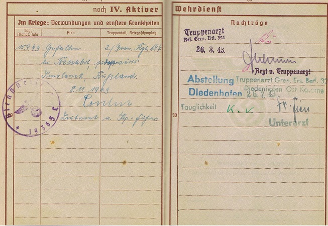 Wehrpass Grenadier GR697 342.ID KIA 1943 Middle Russia - Image 7