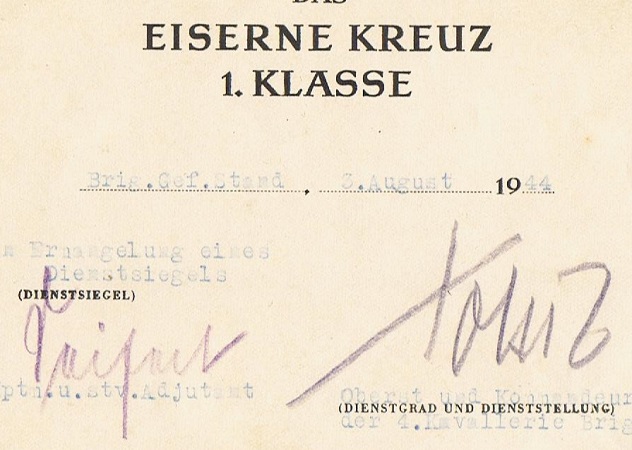 EK1 VWA Silver Wachtmeister RSO Artillerie Middel Russia 1944 - Image 3