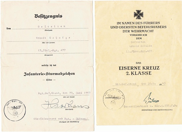 EK2 and ISA Gefreiter IR477 257.ID Southern Russia 1942-1943