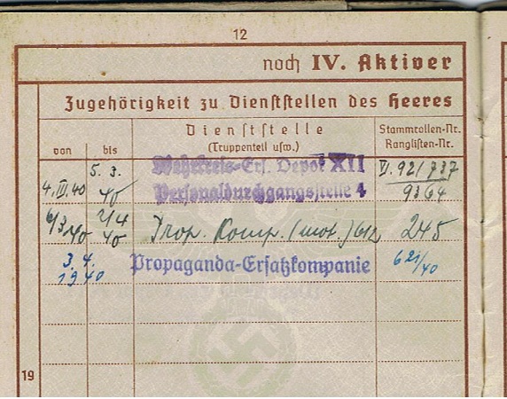 Wehrpass NCO Propaganda-Kompanie 612 Westwall 1940 - Image 5