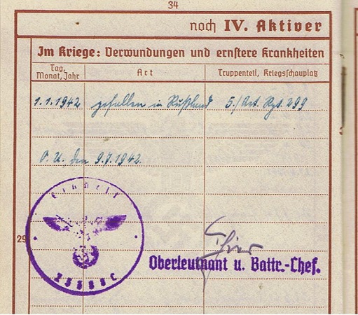 Wehrpass group Gefreiter Artillerie 299.ID France KIA Russia - Image 5