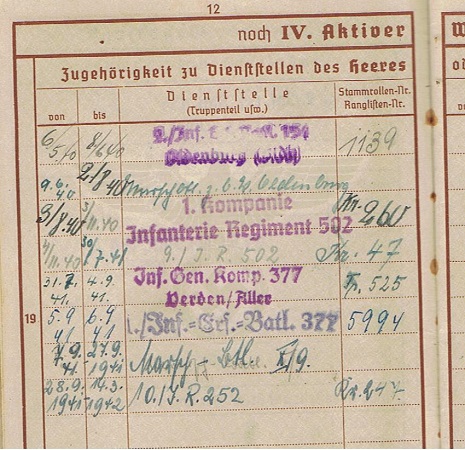 Wehrpass Gefreiter IR502 290.ID IR252 110.ID KIA 1942 Russia - Image 3