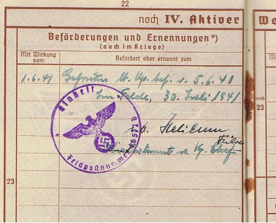 Wehrpass Gefreiter IR502 290.ID IR252 110.ID KIA 1942 Russia - Image 5