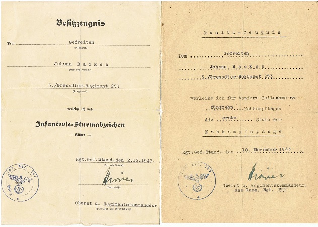 CCC EK1 group 5 awards GR253 34.Infanterie-Division Russia - Image 2