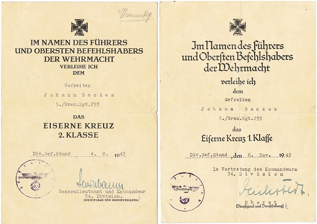 CCC EK1 group 5 awards GR253 34.Infanterie-Division Russia - Image 3