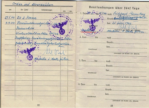Soldbuch Wehrpass Flak-Regiment 27 Russia Krim Shield EK2 VWA - Image 4