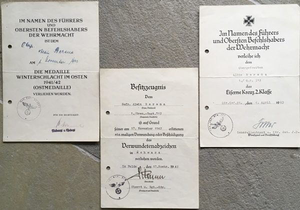 Three awards corporal GR312 206.ID Russia 1942-1943