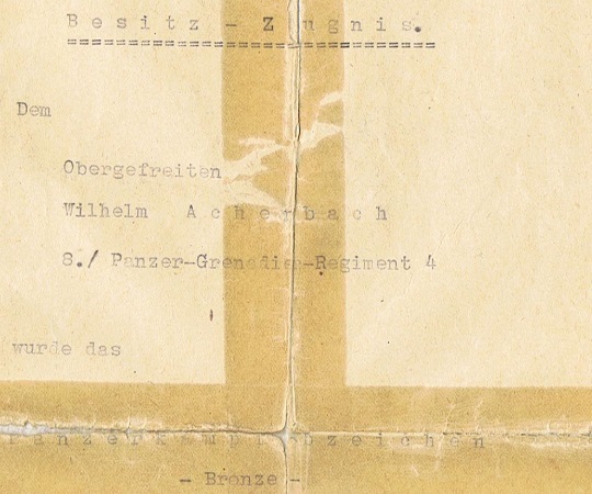 Award documents Panzer-Grenadier 6.Panzer-Division Russia - Image 5