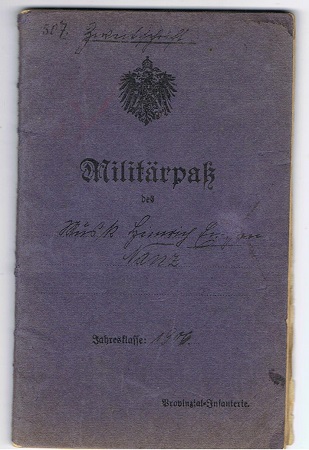 Militärpass Musketier Füssilier Somme Aisne Champagne Luik