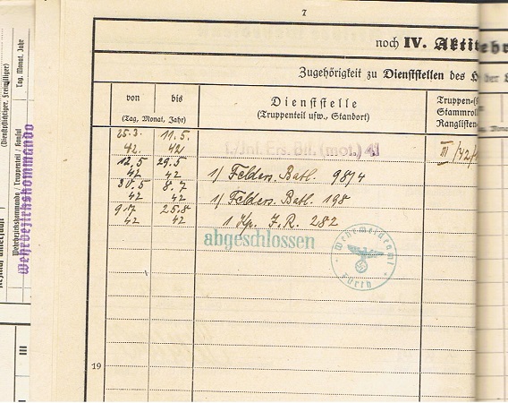 Soldbuch Wehrstammbuch Schütze IR282 98.ID KIA 1942 Russia - Image 3